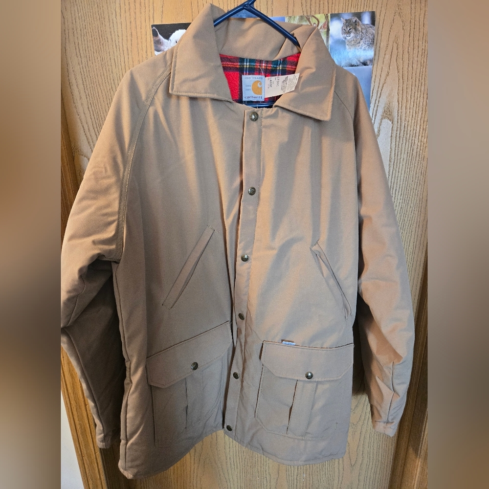 Vintage Carhartt 100 Year Anniversary Tan Fleece Lined Jacket Size Large